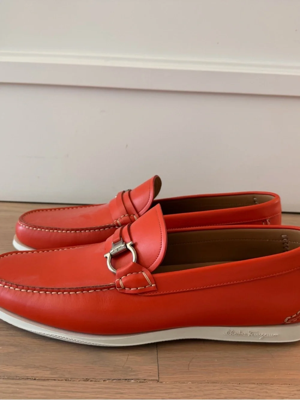AUTHENTIC/Salvatore Ferragamo Leather Gancini loafers, sz12, NEVER WORN (no box) - Picture 2 of 5
